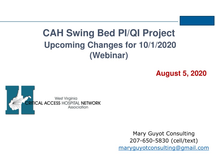 Updates to CAH Swing Bed QAPI Program for 10/1/2020