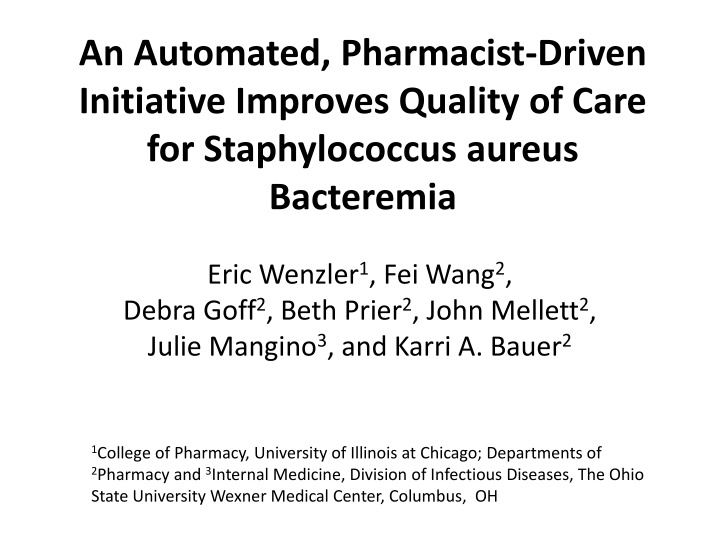 an automated pharmacist driven initiative n.w