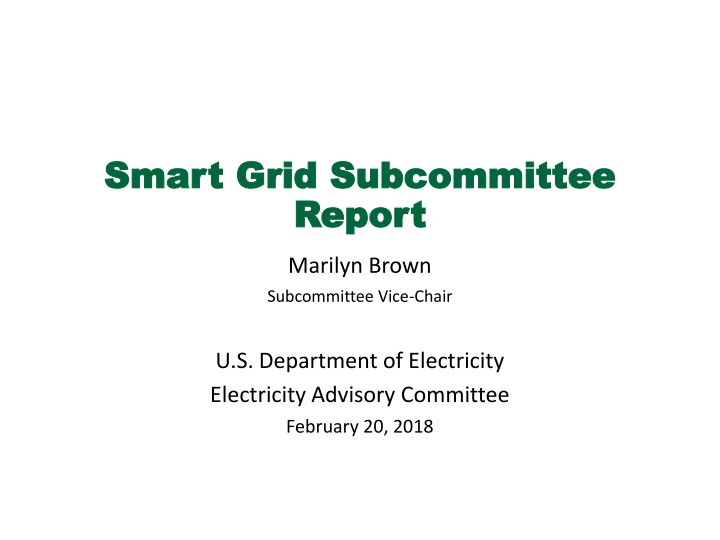smart grid subcommittee smart grid subcommittee n.w