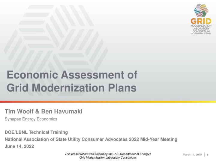 Economic Assessment of Grid Modernization Plans