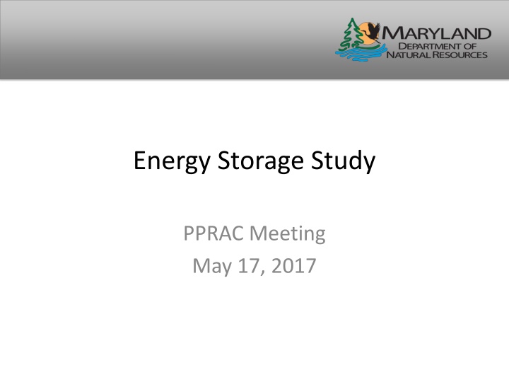 Energy Storage Study PPRAC Meeting Overview