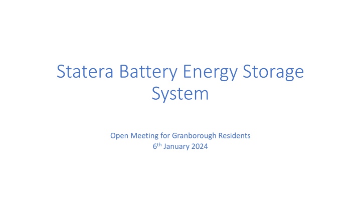 Statera Battery Energy Storage System Meeting