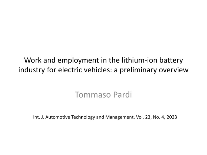 Employment Trends in the Lithium-Ion Battery Industry
