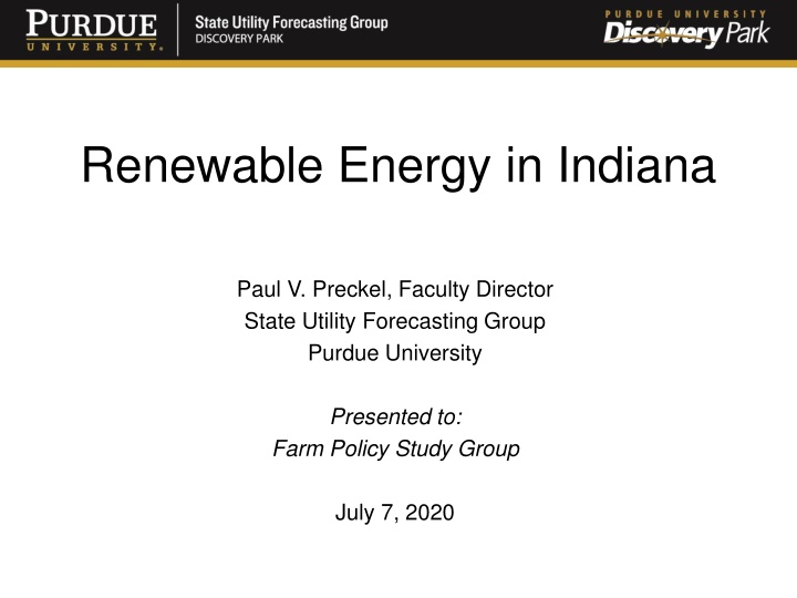 Renewable Energy in Indiana: Overview and Perspectives