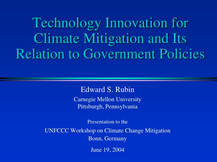 Technology Innovations for Climate Mitigation