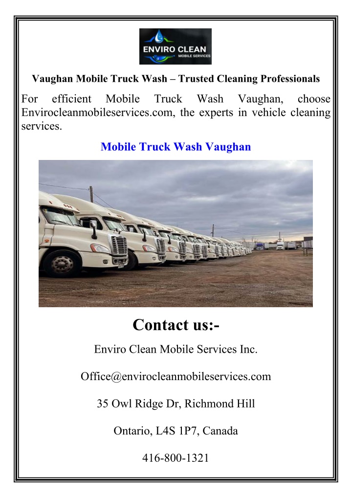 vaughan mobile truck wash trusted cleaning n.w