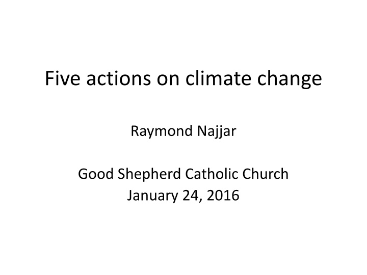 five actions on climate change n.w