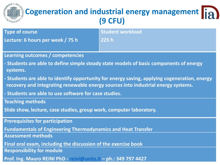 cogeneration and industrial energy management n.w