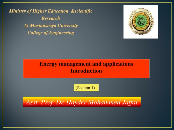 Energy Management and Applications Overview
