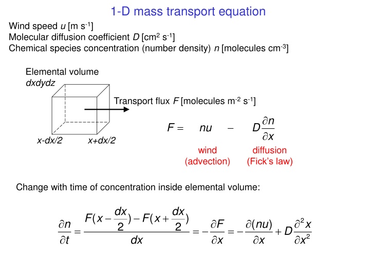 1 d mass transport equation n.w