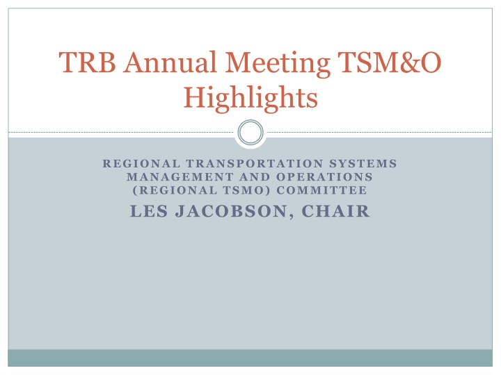 Regional Transportation Systems Management and Operations Highlights
