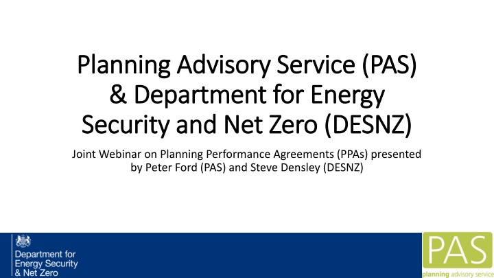 Joint Webinar on Planning Performance Agreements: PAS and DESNZ Insights