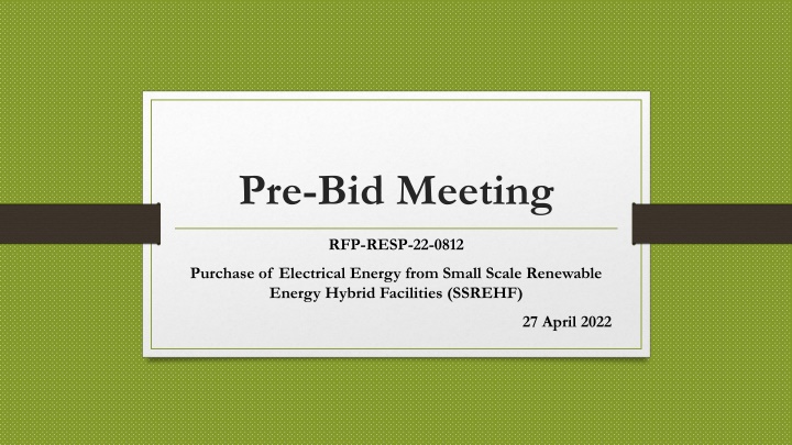 Purchase of Electrical Energy from SSREHF - Project Details