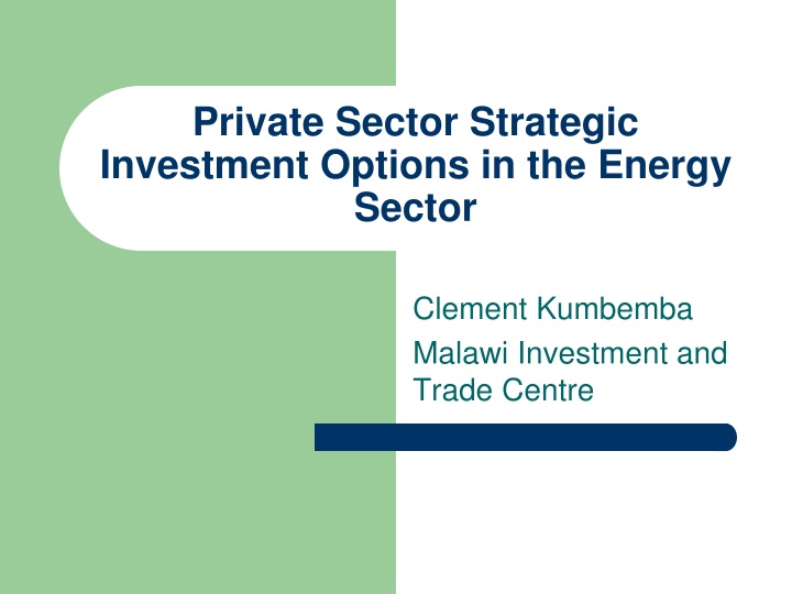 Strategic Energy Investment Options in Malawi