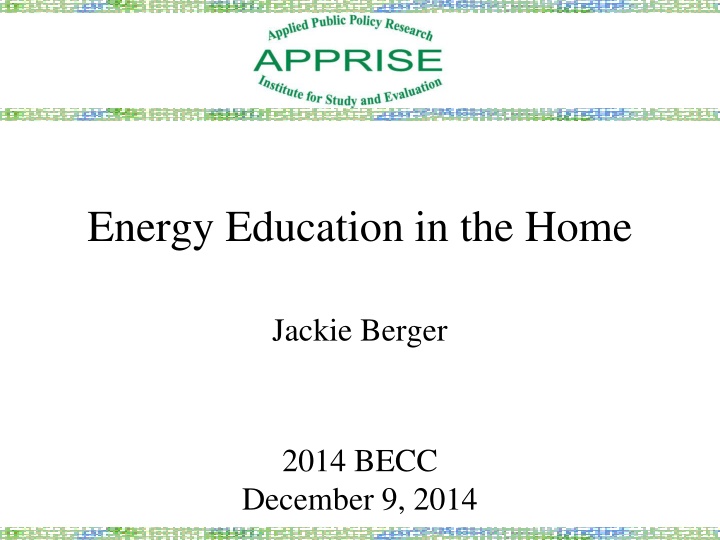 Energy Education in the Home - Communication and Impact