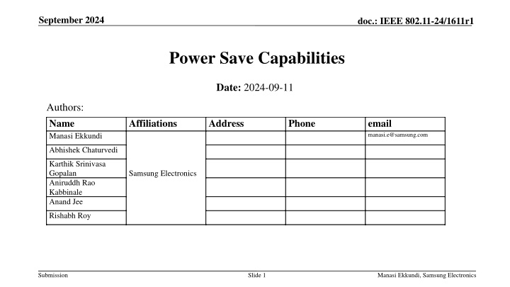 IEEE 802.11-24 Power Save Capabilities