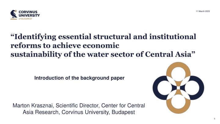 Structural and Institutional Reforms for Economic Sustainability of Central Asia's Water Sector