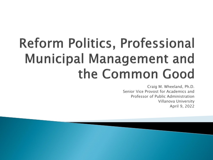 The Reform Impulse in American Political Culture - Understanding Progressivism