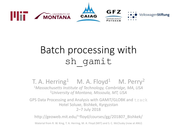 Batch Processing with sh_gamit: GPS Data Processing and Analysis