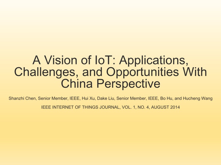 a vision of iot applications challenges n.w