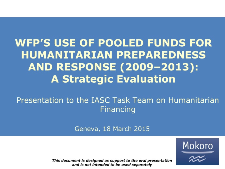 wfp s use of pooled funds for humanitarian n.w
