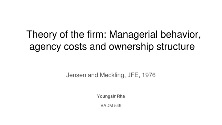 theory of the firm managerial behavior agency n.w