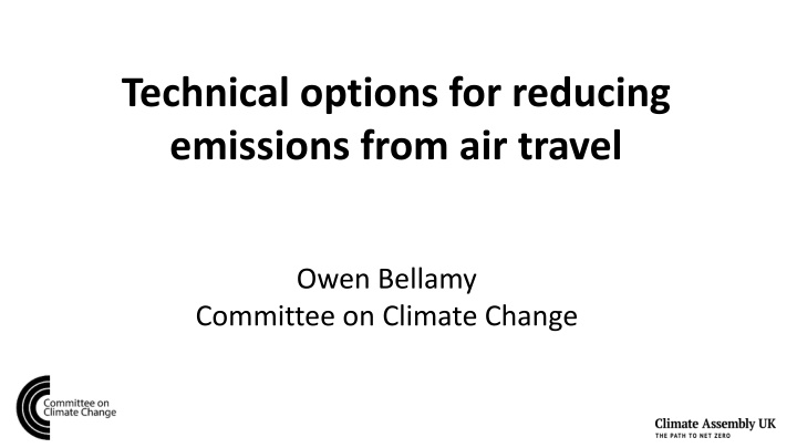 Technical options for reducing Emissions from Air Travel