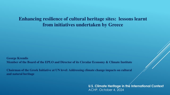 enhancing resilience of cultural heritage sites n.w