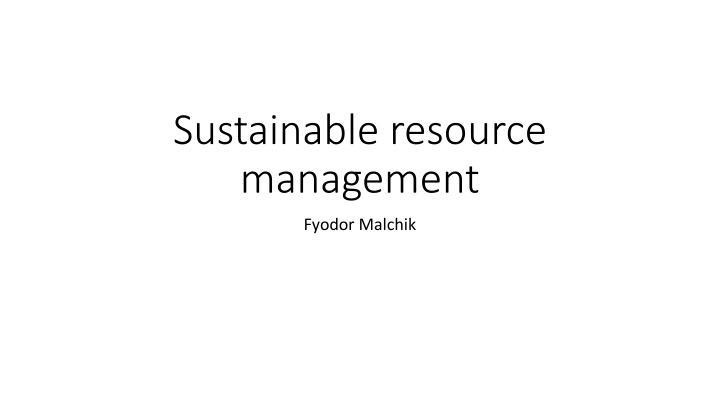 sustainable resource management n.w