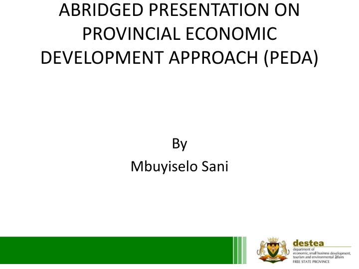 abridged presentation on provincial economic n.w