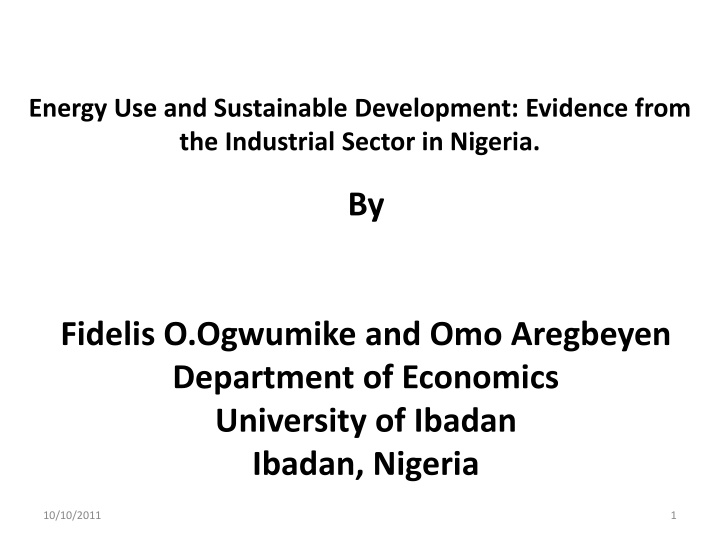 energy use and sustainable development evidence n.w