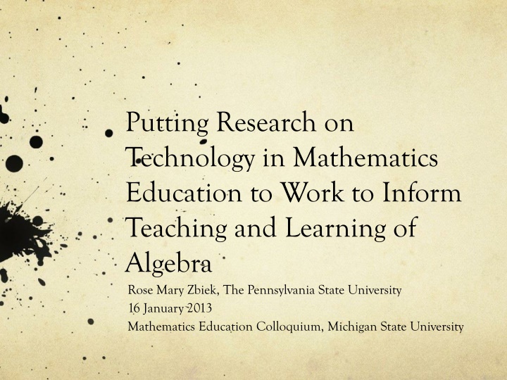 putting research on technology in mathematics n.w