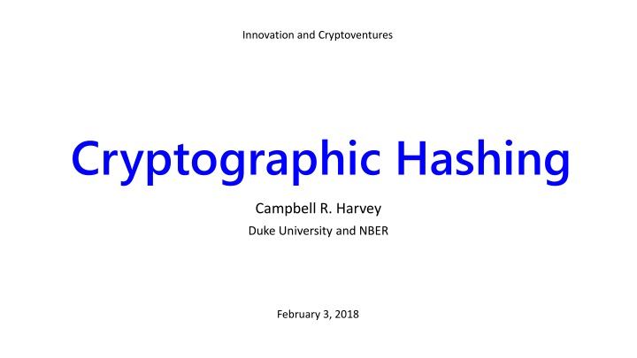 Cryptographic Hashing