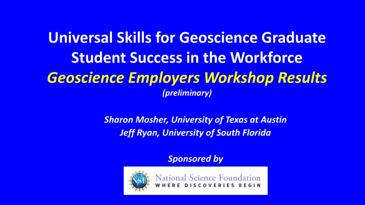 Universal Skills for Geoscience Graduate Students