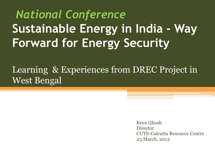 national conference sustainable energy in india n.w