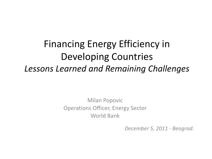 financing energy efficiency in developing n.w