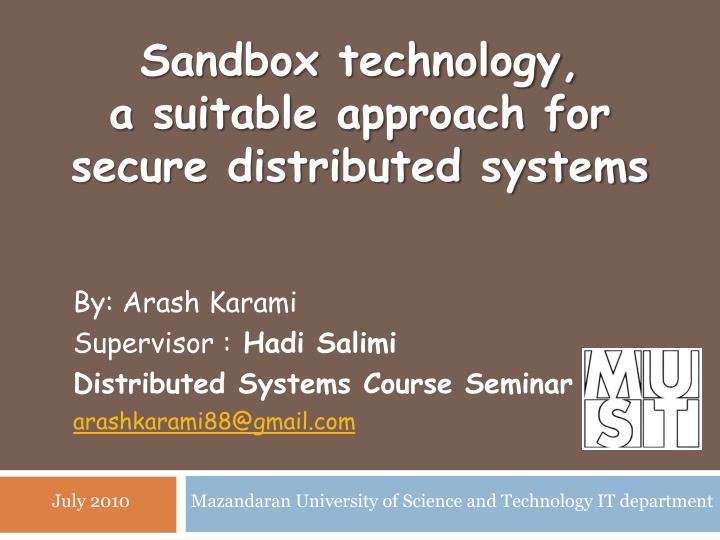 Secure Distributed Systems Using Sandbox Technology