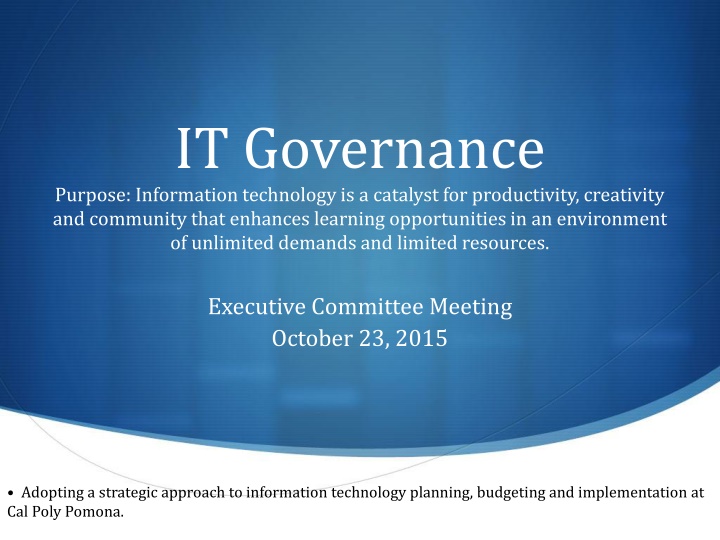it governance purpose information technology n.w