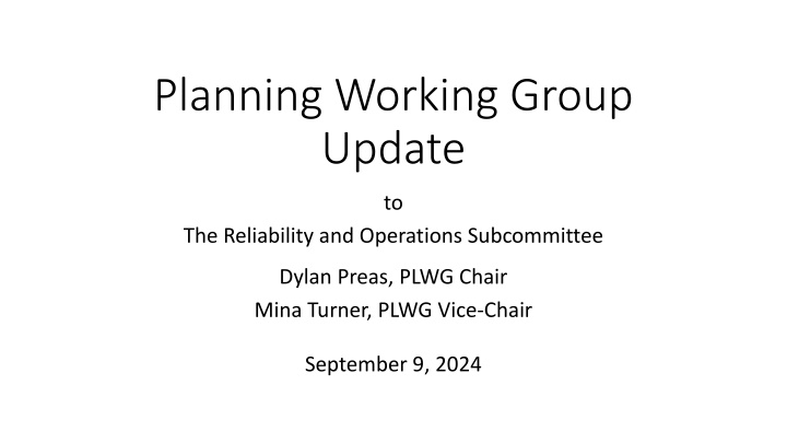 planning working group update n.w