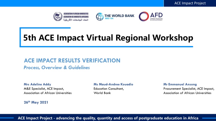 ACE Impact Project Virtual Workshop Overview