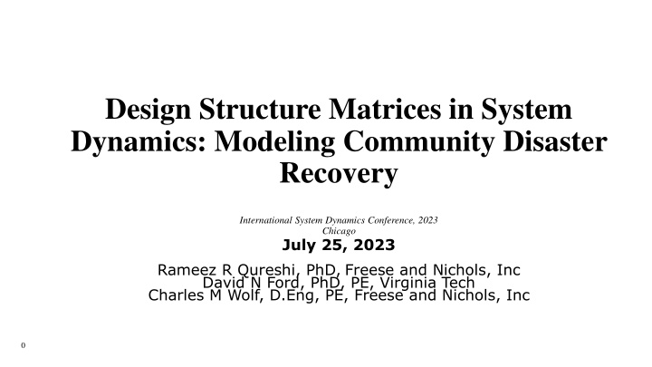 design structure matrices in system dynamics n.w