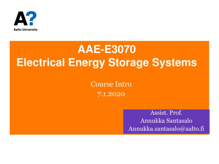 AAE-E3070 Electrical Energy Storage Systems