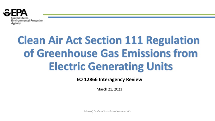 Regulation of Greenhouse Gas Emissions from Electric Generating Units
