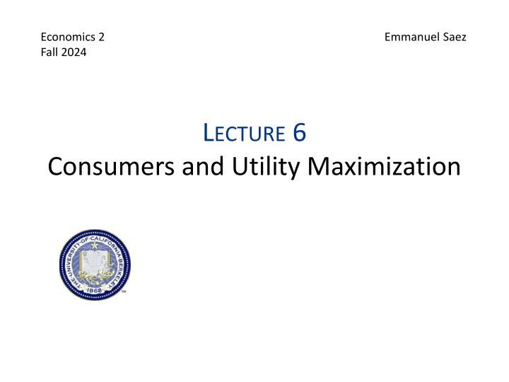 Consumers and Utility Maximization