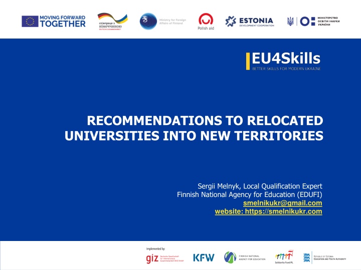 RECOMMENDATIONS TO RELOCATED  UNIVERSITIES INTO NEW TERRITORIES