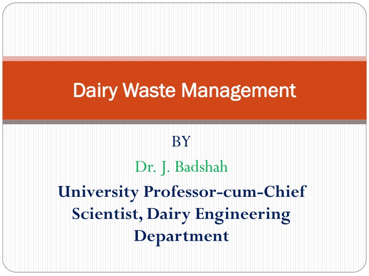 Dairy Waste Management in Food Processing Plants