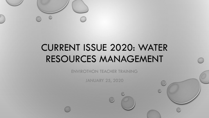 current issue 2020 water resources management n.w