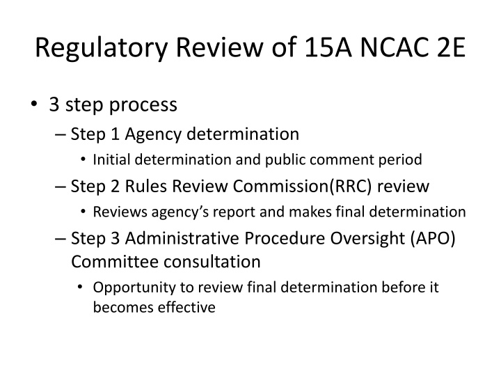 Regulatory Review Process for Water Use Allocation
