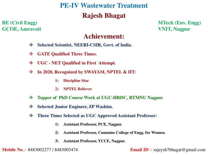 Holistic Approach to Wastewater Management and Treatment Processes