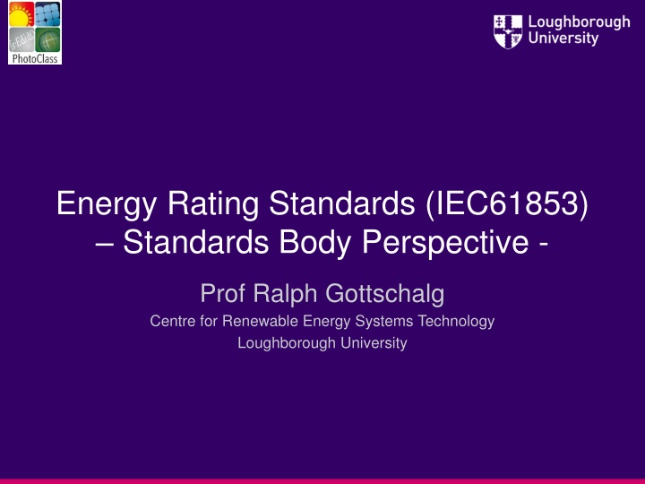 Energy Rating Standards and Photovoltaic Standards Overview